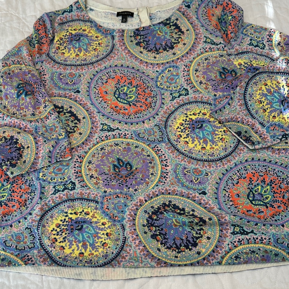 Talbots Multicolor Paisley Sweatshirt